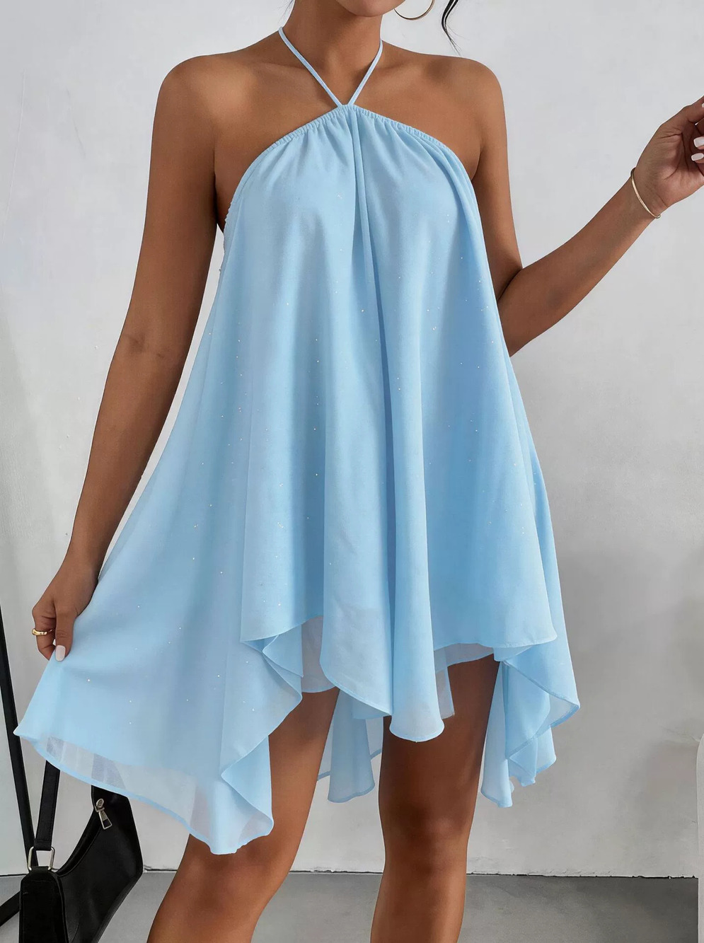 ZARA Elegant Sequined Strappy Backless Asymmetric Short Summer Party Dress - Picture 6 of 6